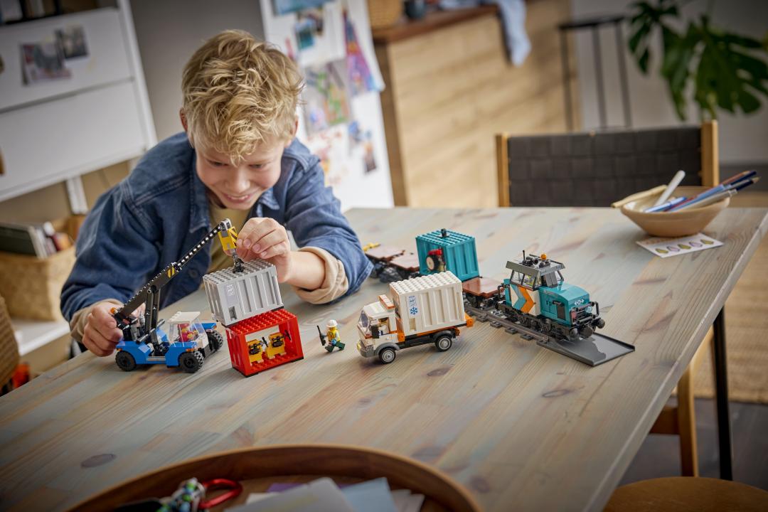 LEGO City Harbor Freight Train with Crane & Truck Set 60509