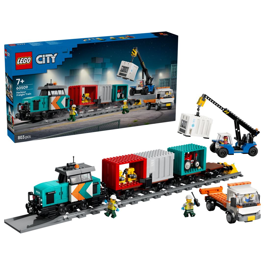 LEGO City Harbor Freight Train with Crane & Truck Set 60509