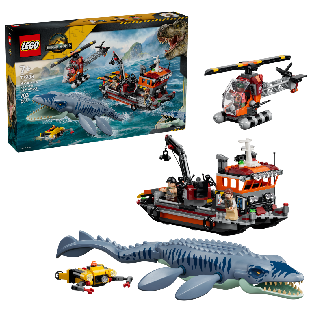 LEGO Jurassic World Mosasaurus Dinosaur Boat Attack Set 77983