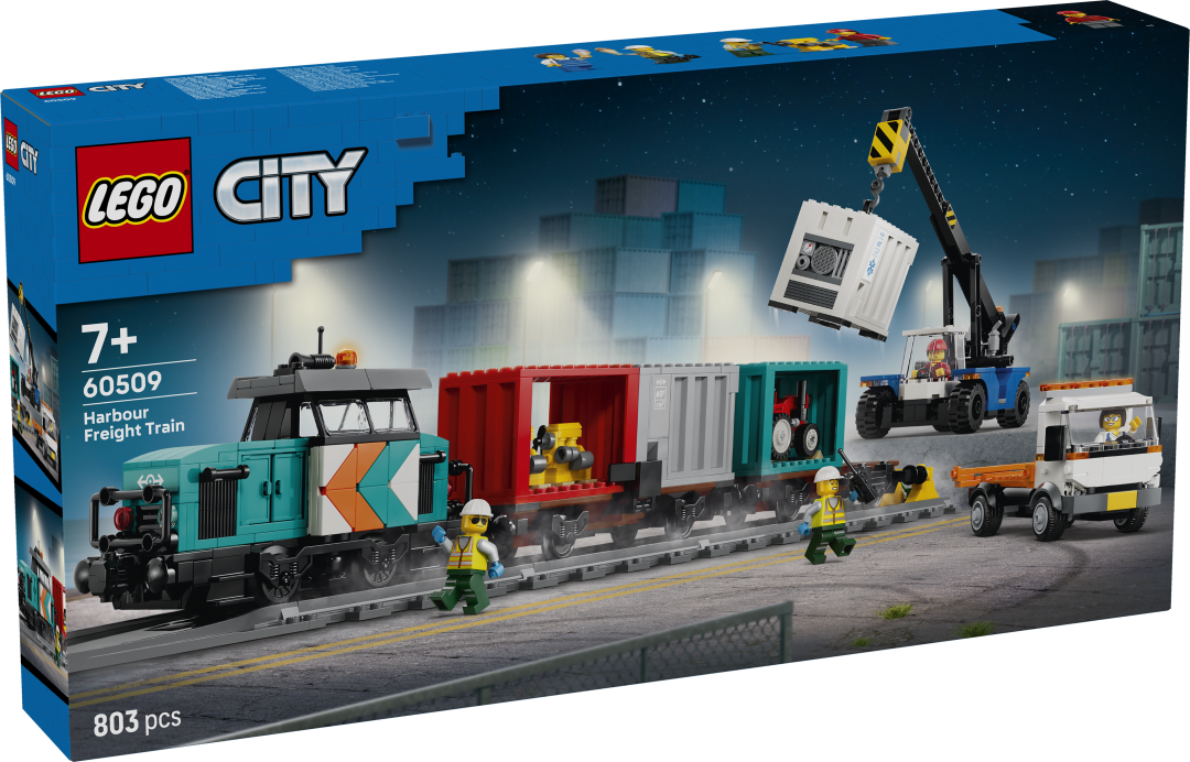LEGO City Harbor Freight Train with Crane & Truck Set 60509