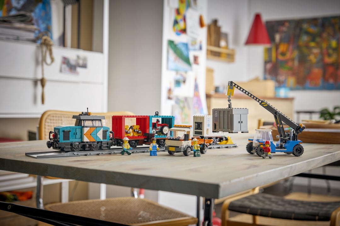 LEGO City Harbor Freight Train with Crane & Truck Set 60509